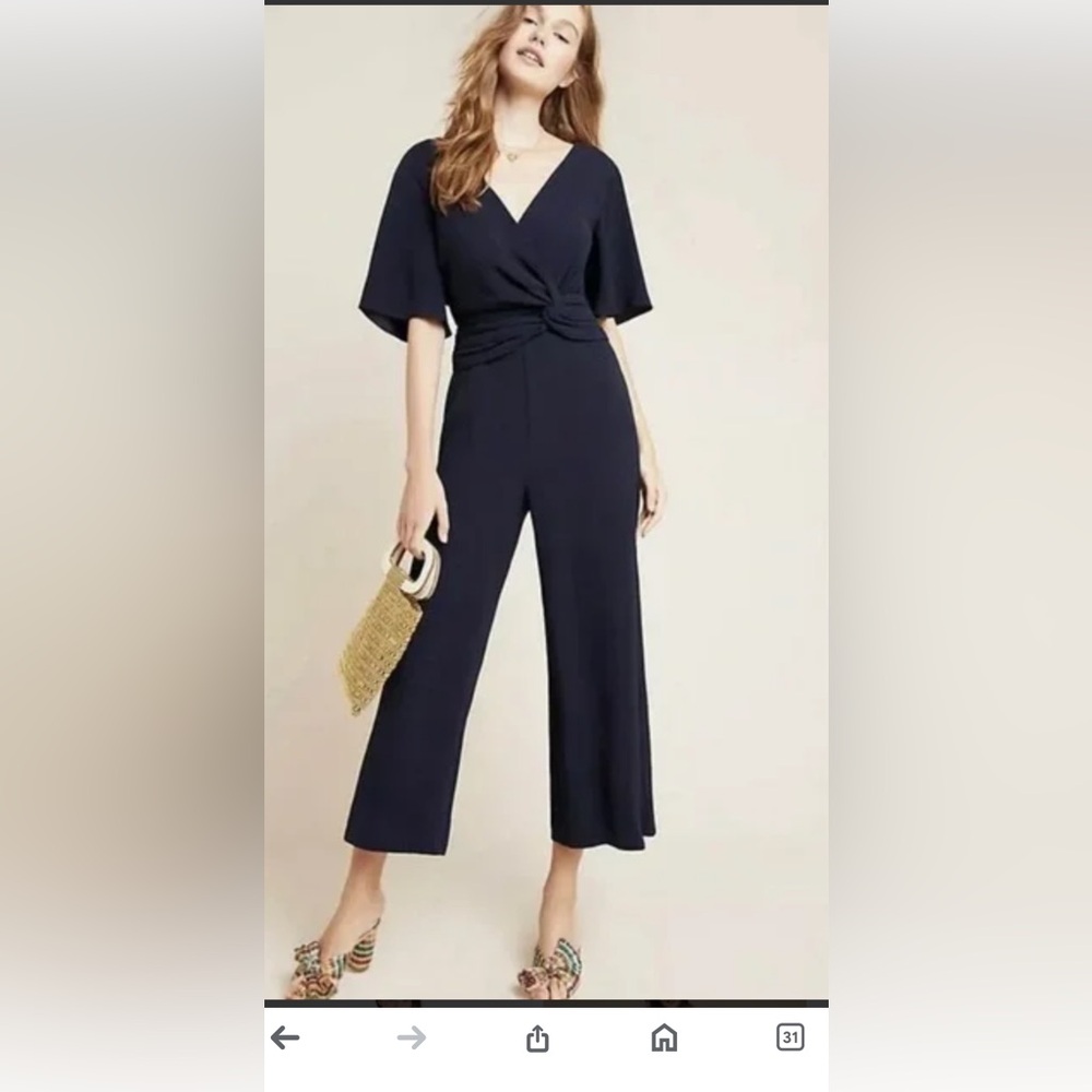 Anthropologie NWT navy XS Harlyn Turner twist jumpsuit. GORGEOUS!